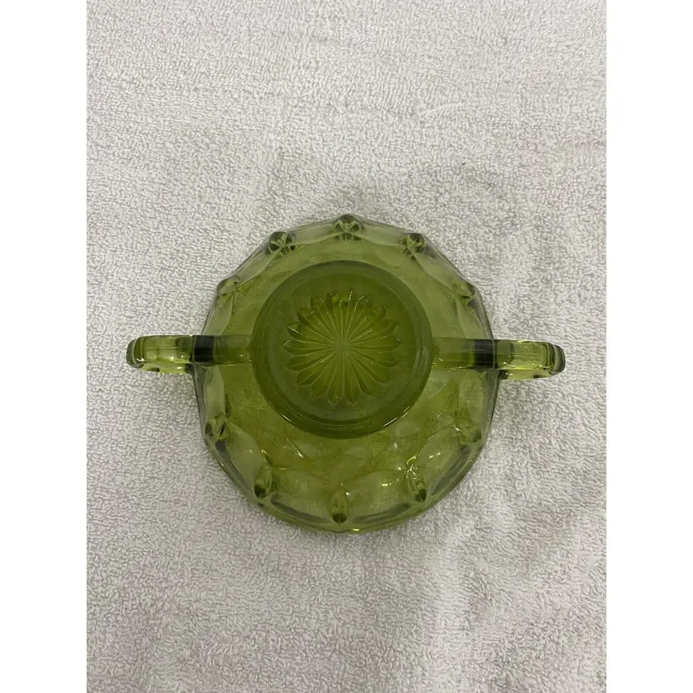Vintage Avocado glass Anchor Hocking two-handled candy dish
